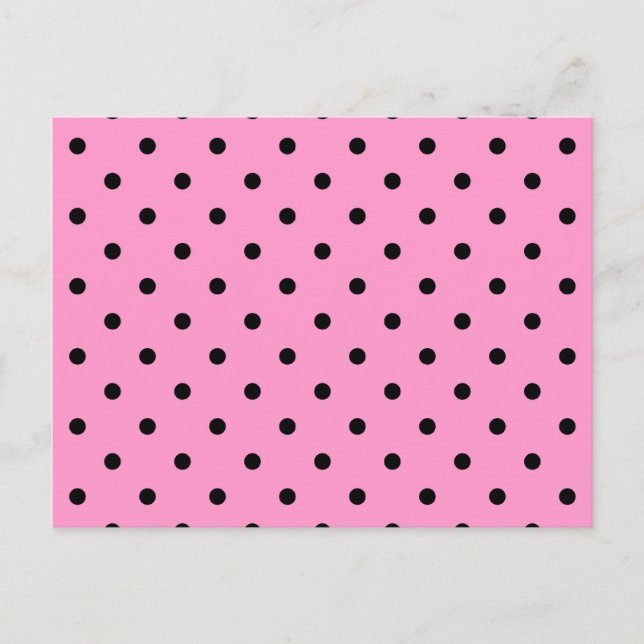 Pink und schwarz Polka Dot Muster. Postkarte (Vorderseite)