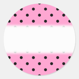 Pink und schwarz Polka Dot Muster. Runder Aufkleber