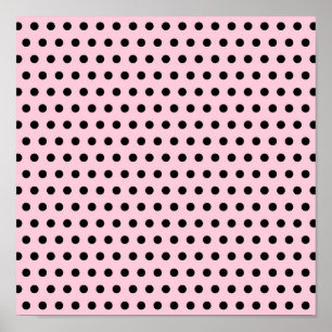 Pink und schwarz Polka Dot Muster. Spotty. Poster