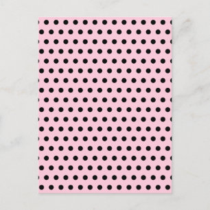 Pink und schwarz Polka Dot Muster. Spotty. Postkarte
