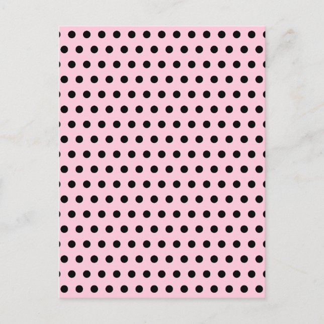 Pink und schwarz Polka Dot Muster. Spotty. Postkarte (Vorderseite)