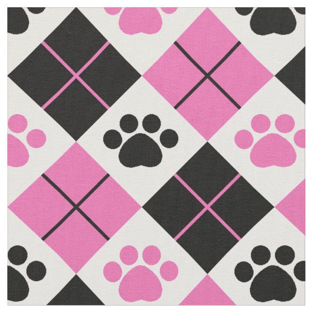 Pink und Schwarz Raute Druckmuster Stoff (Nahaufnahme)