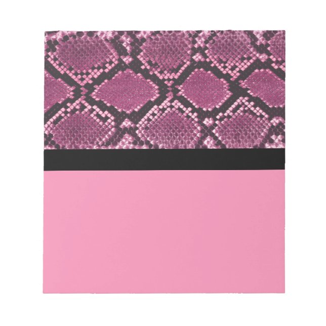 Pink und Schwarz Snakeskin Notepad Notizblock (Vorderseite)