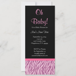 Pink und schwarz Zebra Print Baby Dusche Einladung
