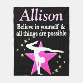 PINK UND SCHWARZE PERSONALISIERTE GYMNASTIK BLANKE FLEECEDECKE