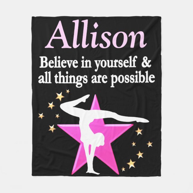 PINK UND SCHWARZE PERSONALISIERTE GYMNASTIK BLANKE FLEECEDECKE (Vorderseite)