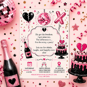 Pink- und schwarze Scheidungsfeier Einladung