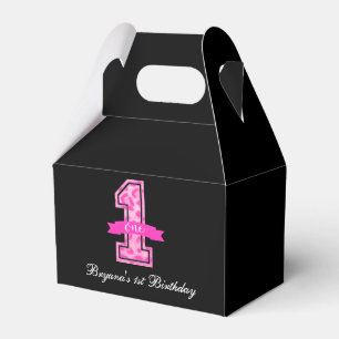 Pink- und schwarzer Leopardenprint Geschenk zum 1. Geschenkschachtel