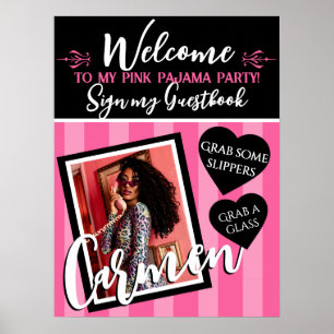 Pink- und schwarzes Herz Pink Party Foto-Willkomme Poster