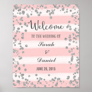 Pink und Silber Willkommenspopster drucken Poster