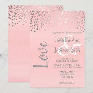 Pink und Silver Confetti Punkte Einladung