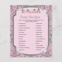 Pink und Silver Damask Teddy Bears - Candy Game Flyer