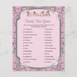 Pink und Silver Damask Teddy Bears - Candy Game Flyer