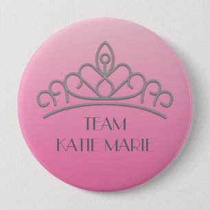 Pink und Silver Pageant Tiara Support / Team Button