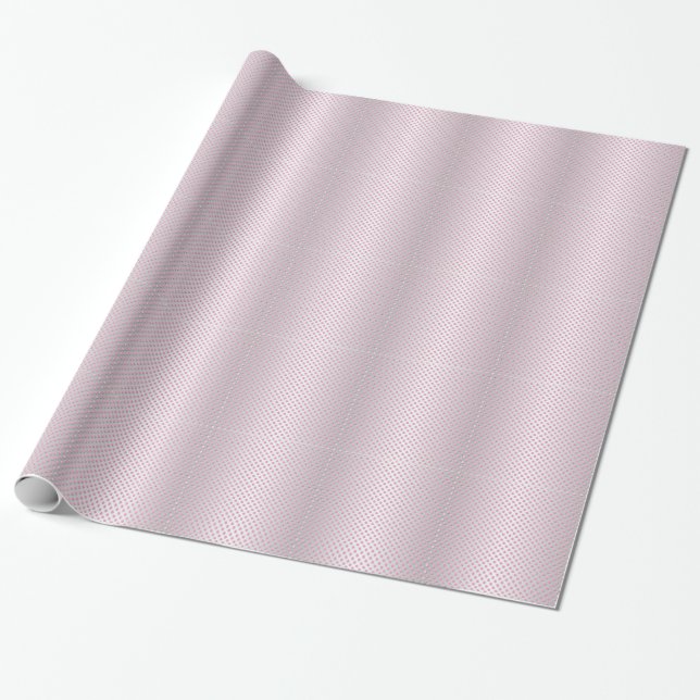 Pink und Silvery White Polka Dot Muster Geschenkpapier (Ungerollt)
