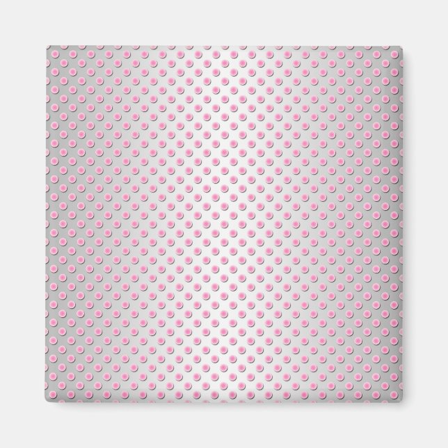 Pink und Silvery White Polka Punktmuster Magnet (Vorne)