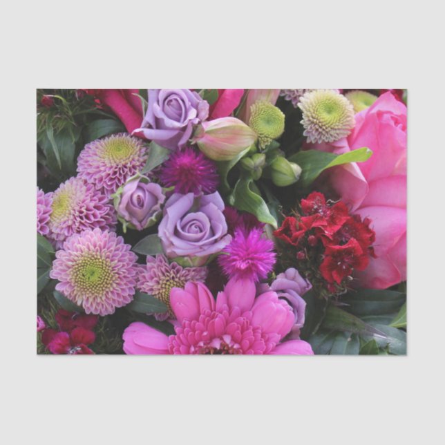 Pink und Violet Bouquet Seidenpapier (Vorderseite)