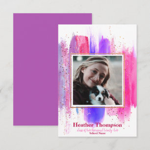 Pink- und violette Glitter-Abschlussankündigung Einladung