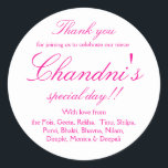 Pink und weiß Gefallen danke Ihnen Aufkleber<br><div class="desc">Rosa und weiß und rosa Gefallen danken Ihnen Aufkleber</div>