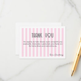 Pink und weiß gestreifte Babydusche danke Karte