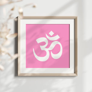 Pink und Weiß Om Symbol Poster