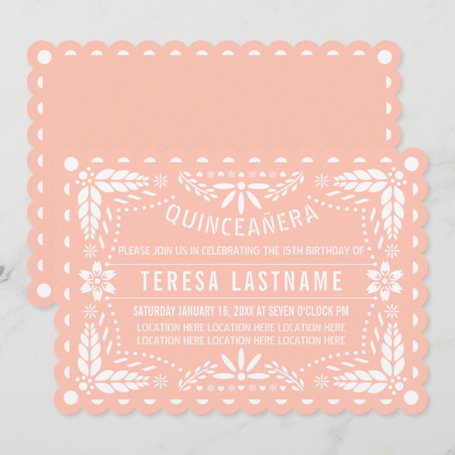 Pink und weiß Papagei Picado Quinceañera Einladung (Vorne/Hinten)