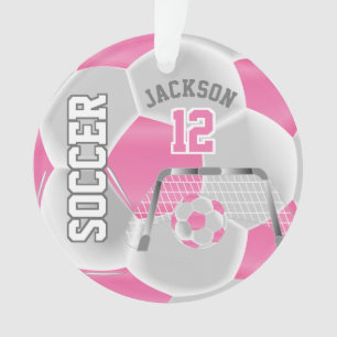 Pink und Weiß personalisieren ⚽ Fußball Ornament