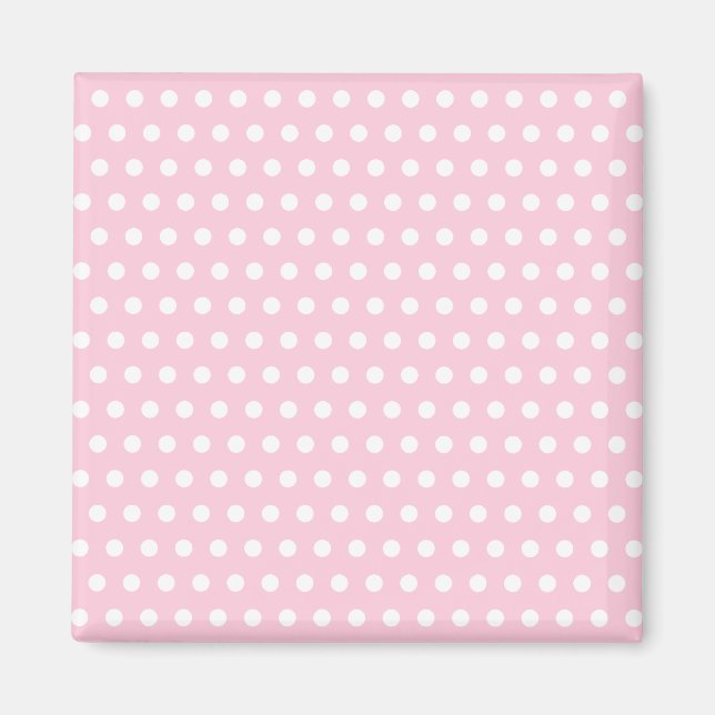 Pink und Weiß Polka Dot Muster. Spotty. Magnet (Vorne)