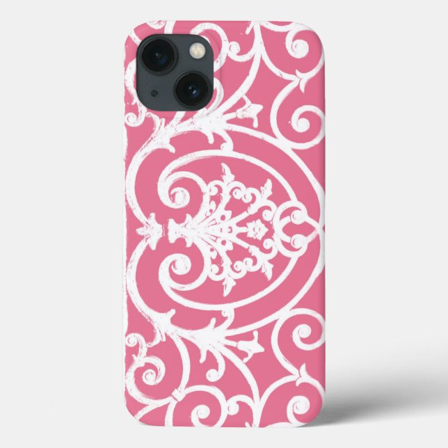 Pink und weiß scrollwork Case-Mate iPhone Gehäuse Hülle (Rückseite)