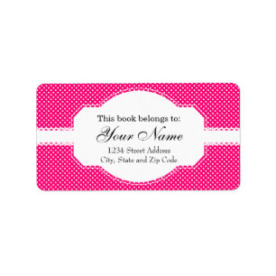 Pink-und Weiß-Tupfen-Muster Adressaufkleber