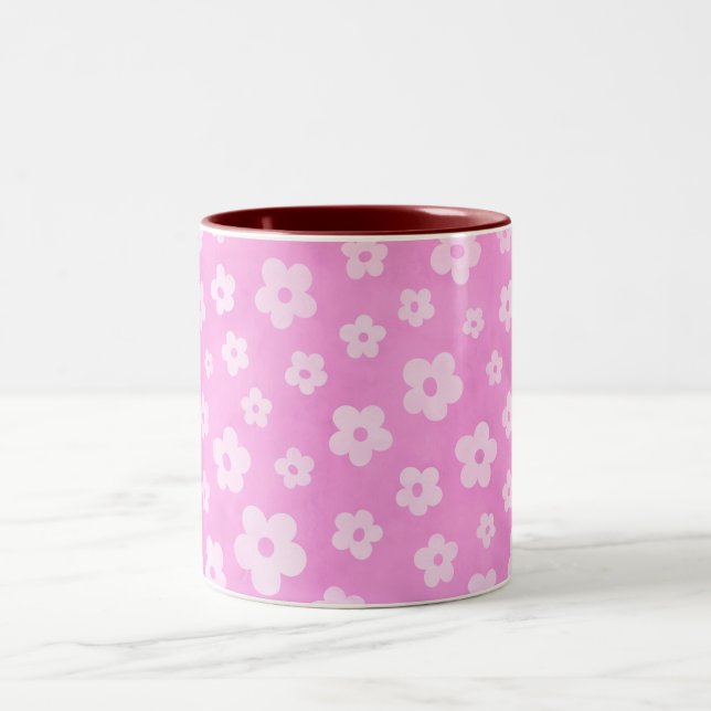 Pink und weiße Blume Kaffee & Tee Tasse (Mittel)