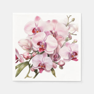 Pink- und weiße Orchideen-Hochzeit Serviette