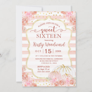 Pink- und weiße Wasserfarben-Kürbis Herbst Sweet 1 Einladung