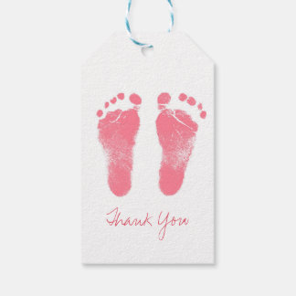 Pink und White Baby Footprints Geschenkanhänger