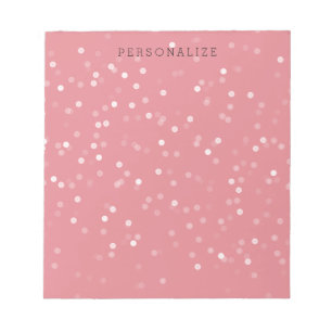Pink und White Bokeh Confetti Notizblock