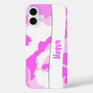 Pink und White Camouflage Muster iPhone 16 Plus Hülle