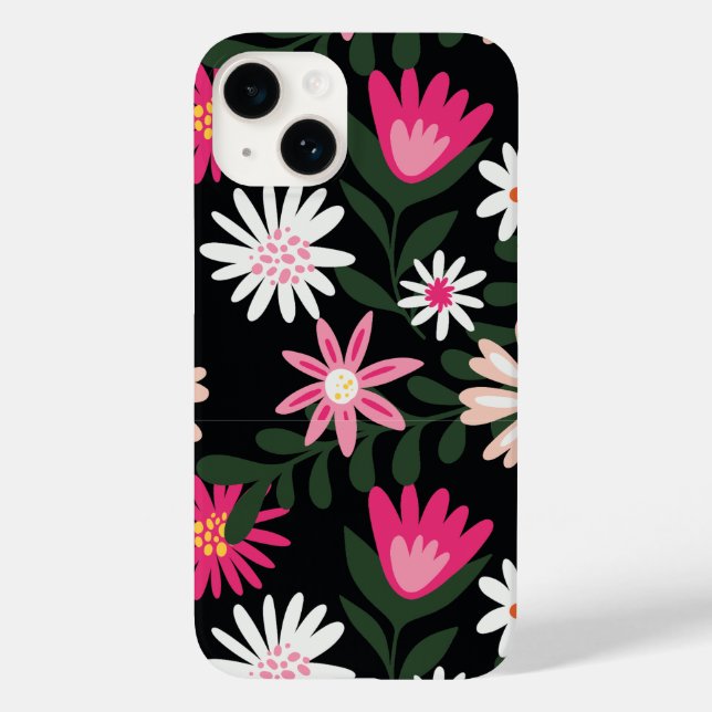 Pink und White Daisy Muster Case-Mate iPhone Hülle (Rückseite)