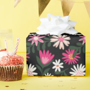Pink und White Daisy Muster Geschenkpapier