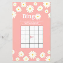 Pink und White Daisy Wassercolor Bingo Game