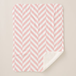 Pink und White Geometric Herringbone-Muster Sherpadecke