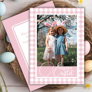 Pink und White Gingham Happham Gefallen Osterbenut Feiertagskarte