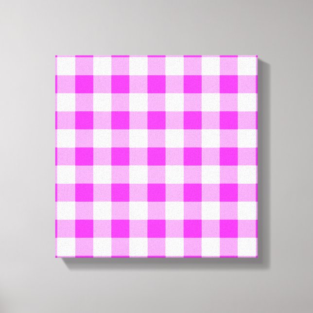 Pink und White Gingham Muster Leinwanddruck (Vorderseite)