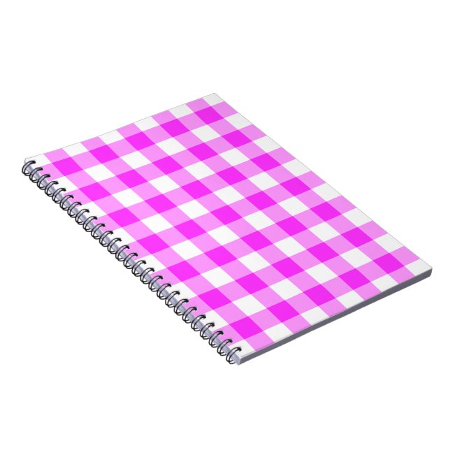Pink und White Gingham Muster Notizblock (Rechte Seite)