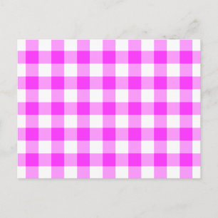 Pink und White Gingham Muster Postkarte