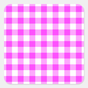 Pink und White Gingham Muster Quadratischer Aufkleber