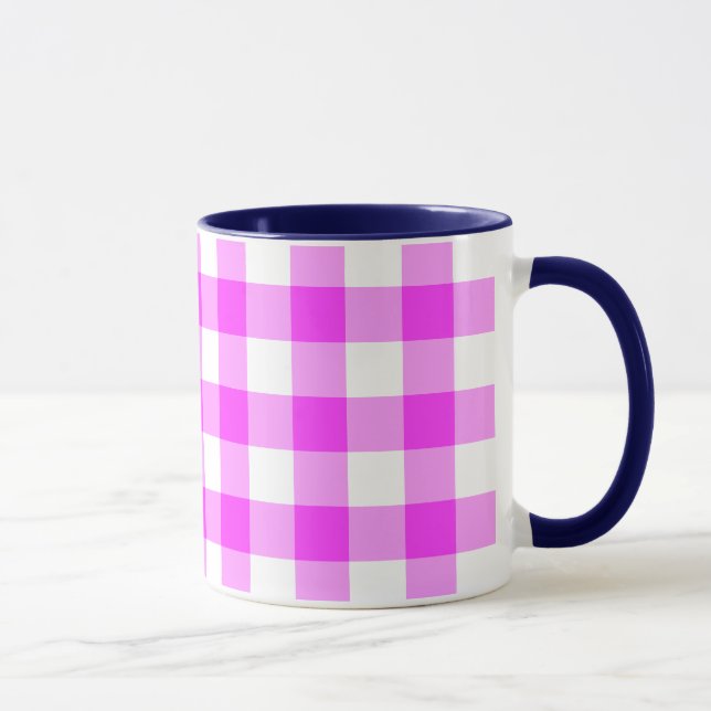 Pink und White Gingham Muster Tasse (Rechts)