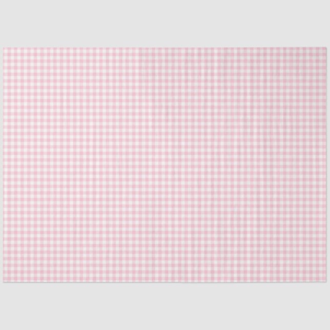 Pink und White Gingham Musterteppichpapier Seidenpapier (Vorderseite)