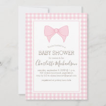 Pink und White Gingham Pattern Baby Dusche