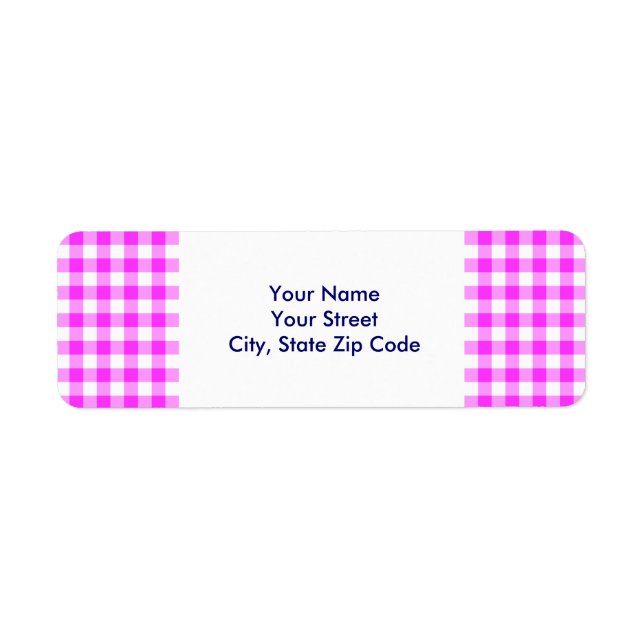 Pink und White Gingham Pattern Rücksendeadresse (Vorne)