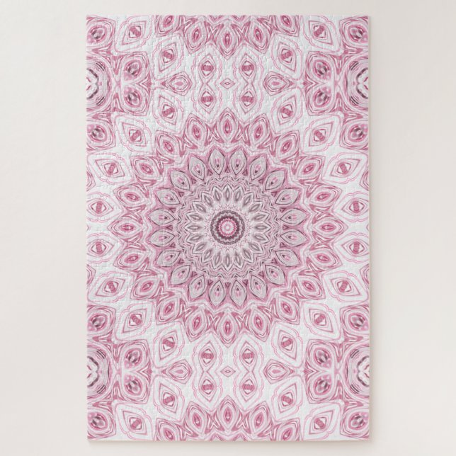 Pink und White Mandala Muster Puzzle (Vertikal)